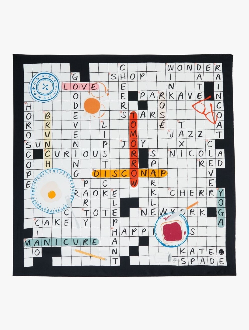 Kate Spade Crossword Brunch Scarf